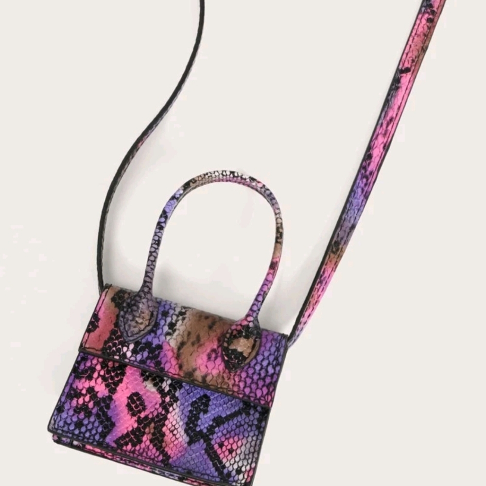 Mini snakeskin satchel purse